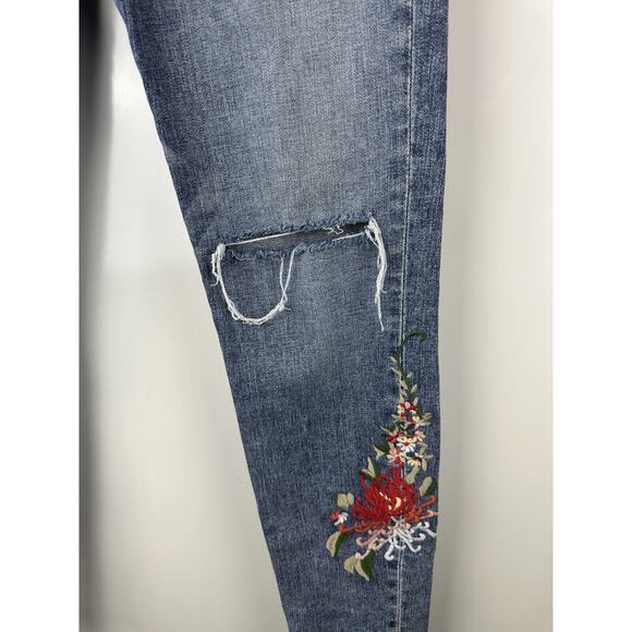 Hudson Nico Mid Rise Ankle Embroidered Distressed Skinny Jeans Women's Size 27 - Picture 9 of 14